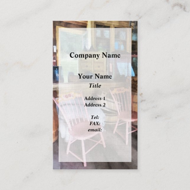 Two Pink Chairs In General Store Business Card (Front)