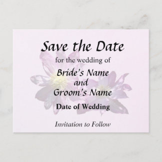 Two Pink Clematis Announcement Postcard