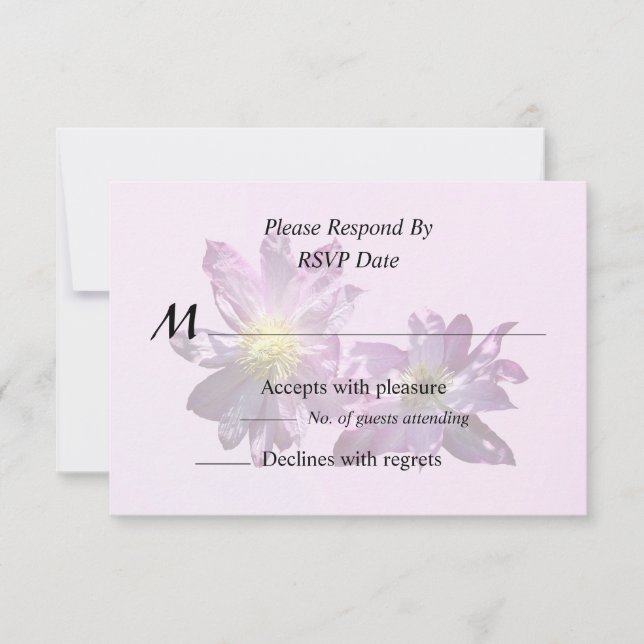 Two Pink Clematis RSVP Card (Front)