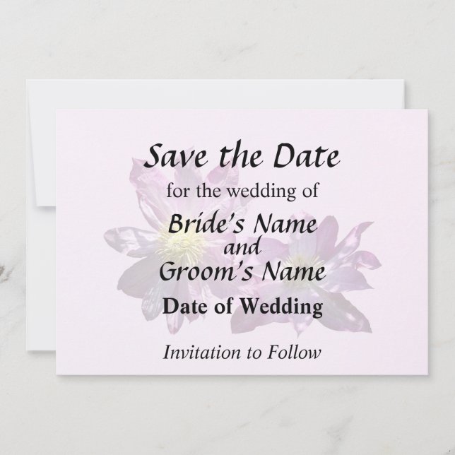 Two Pink Clematis Save The Date (Front)