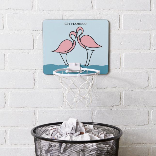 Two Pink Flamingos Funny Get Flamingo Quote Mini Basketball Hoop (In Situ)