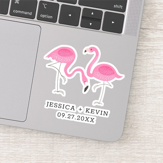 Two Pink Flamingos Illustration Sticker (Detail)