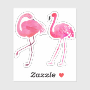 Two Pink Flamingos Illustration Sticker
