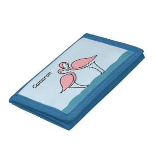 Two Pink Flamingos on the Water Trifold Wallet
