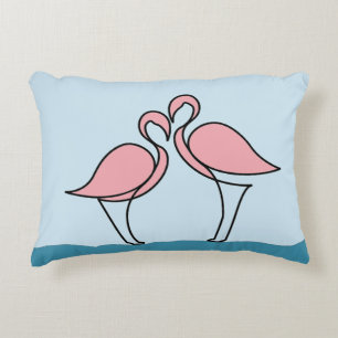 Two Pink Flamingos on Water Accent Pillow