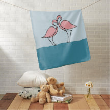 Two Pink Flamingos on Water