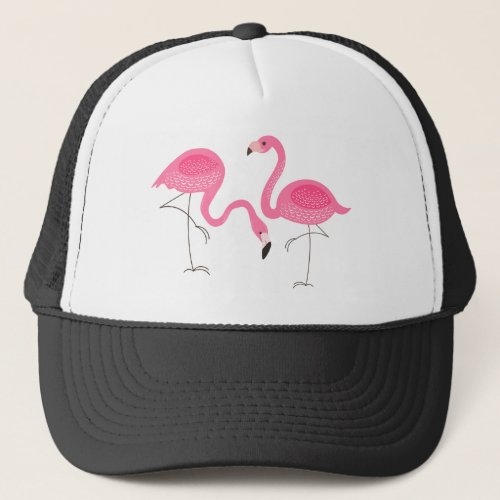 Two Pink Flamingos Simple Illustration Trucker Hat
