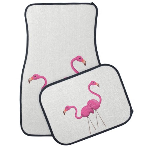 Two Pink Flamingos standing together Car Mat