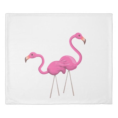 Two Pink Flamingos standing together Duvet Cover