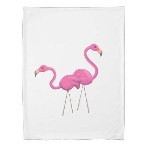 Two Pink Flamingos standing together Duvet Cover