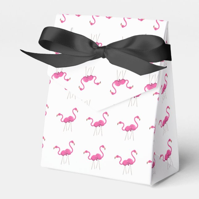 Two Pink Flamingos standing together Favor Boxes (Front Side)