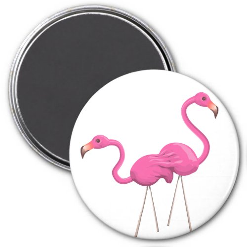 Two Pink Flamingos standing together Magnet