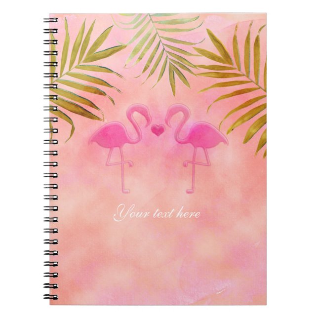 Two Pink Flamingos Tropical Beach Notebook (Front)