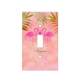 Two Pink Flamingos Tropical Decor Light Switch Cover