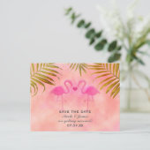 Two Pink Flamingos Watercolor Save The Date Card (Standing Front)