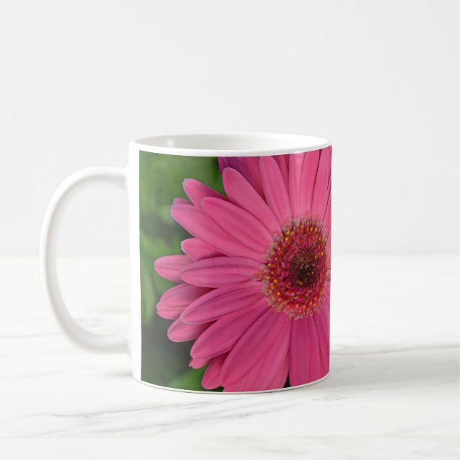 Two pink gerber flowers coffee mug (Left)