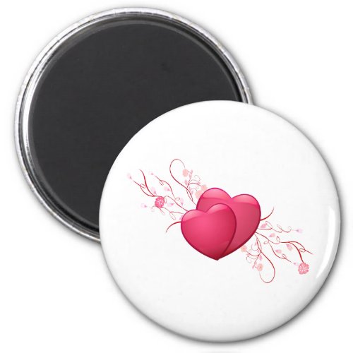 Two Pink Hearts Magnet