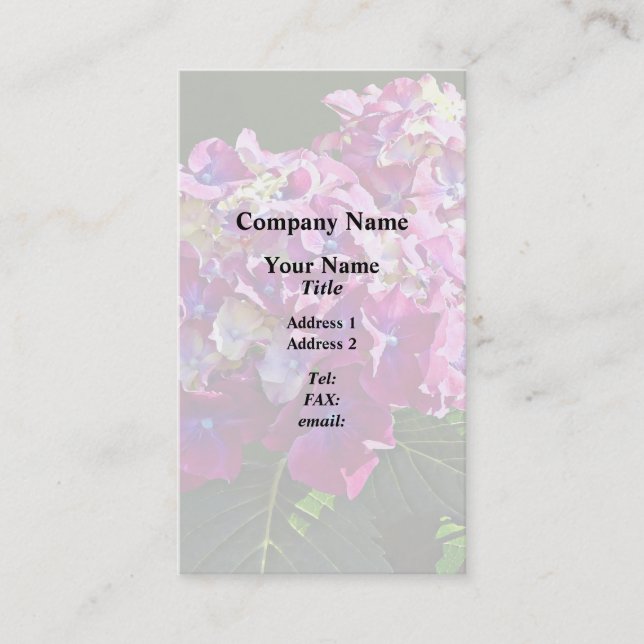 Two Pink Hydrangea Business Card (Front)
