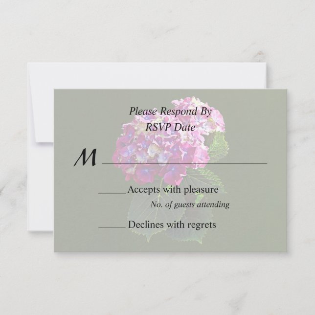 Two Pink Hydrangea RSVP Card (Front)