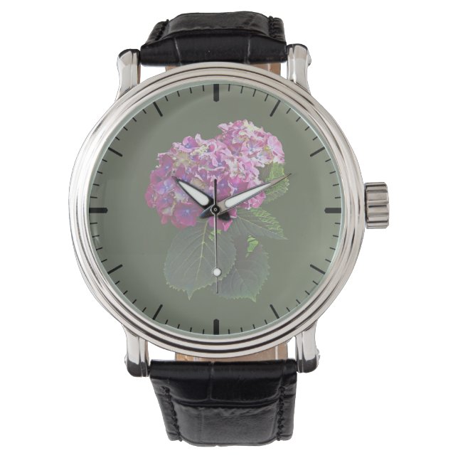 Two Pink Hydrangea Watch (Front)