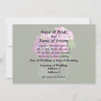 Two Pink Hydrangea Wedding Supplies Invitation