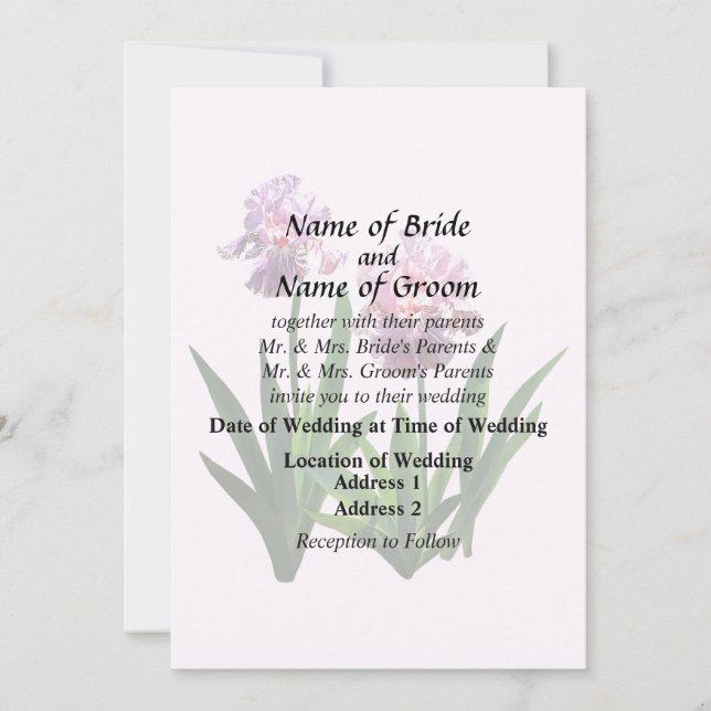 Two Pink Irises Invitation (Front)