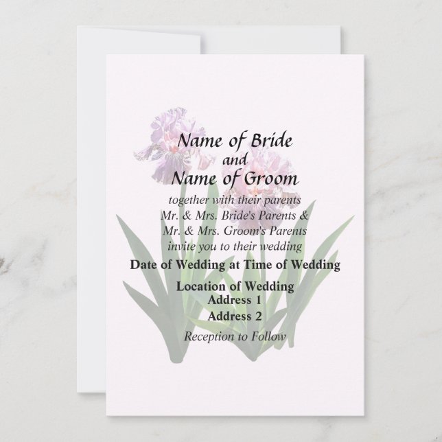 Two Pink Irises Invitation (Front)