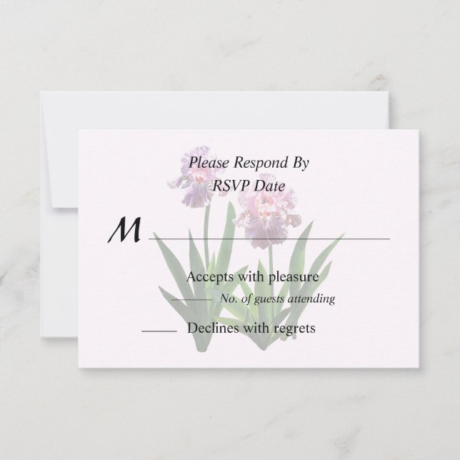 Two Pink Irises RSVP Card (Front)
