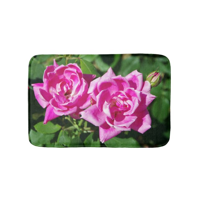 Two Pink Roses bath mat (Front)