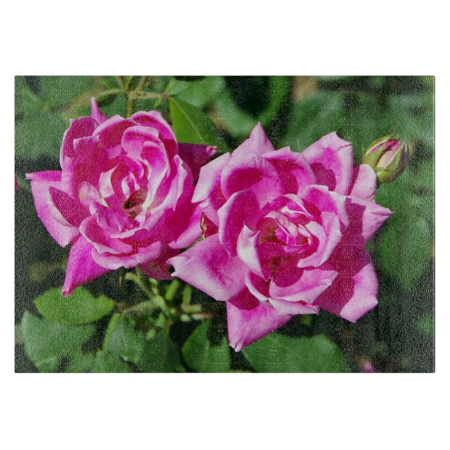 Two Pink Roses cutting board (Front)