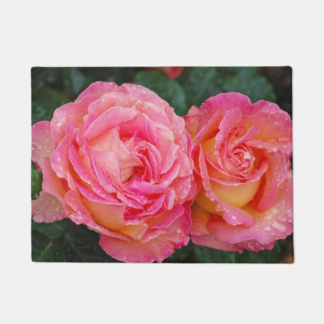 Two pink roses doormat (Front)