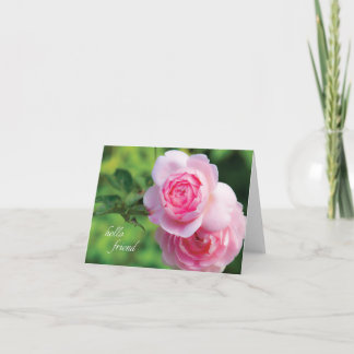 Two Pink Roses, hello friend - Note Card