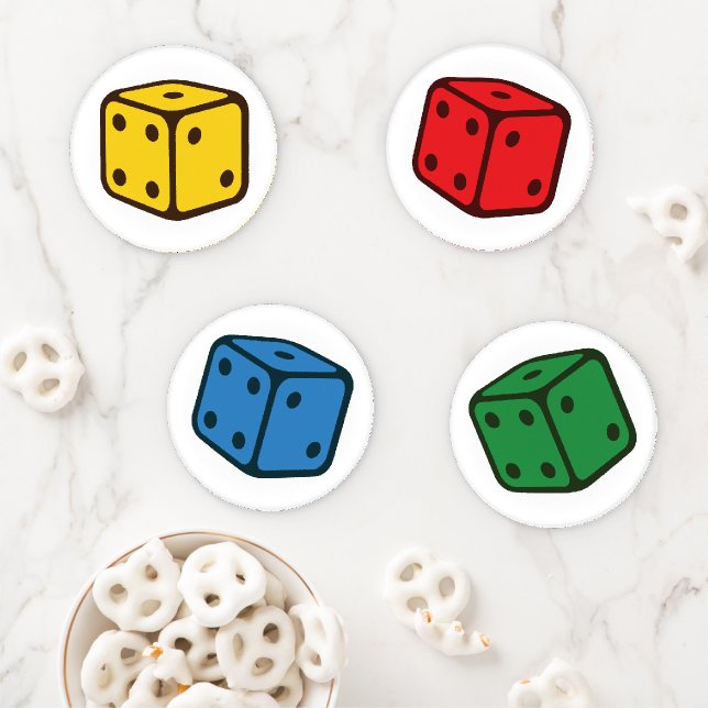 Two Pips Dice Set 1 Coaster Set (In Situ)