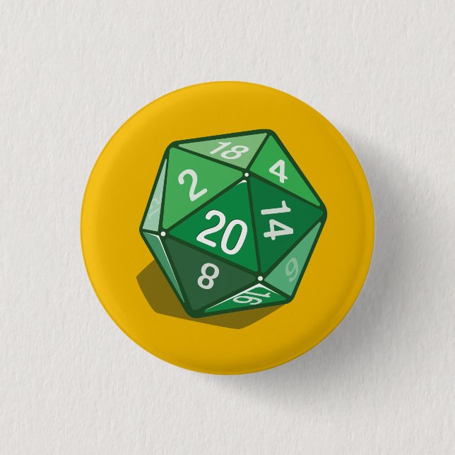 Two Pips - Green D20 Button (Front)