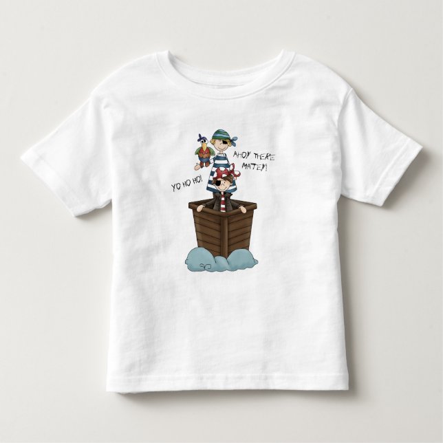 Two Pirates In Pirate Ship With Parrot Toddler T-shirt (Front)