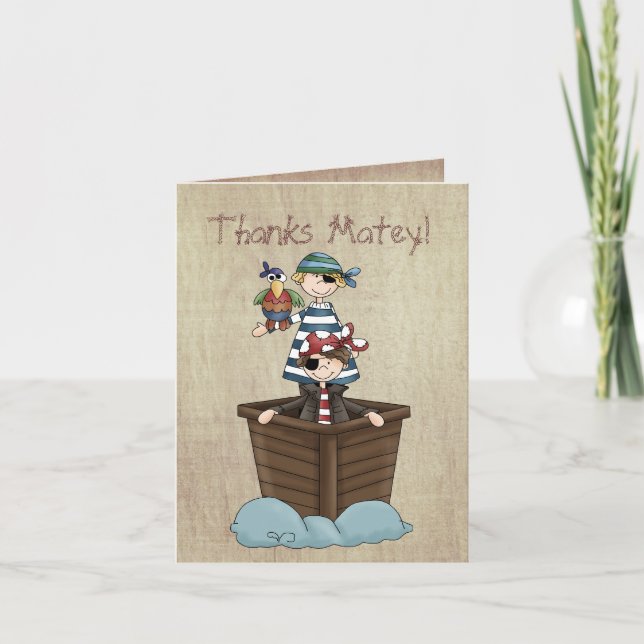 Two Pirates Letterpress Thank You Card (Front)