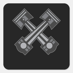 Two Pistons Car Engineering Gift Square Sticker