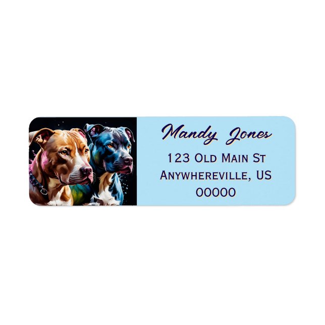 Two Pit Bull Terriers portrait Label (Front)