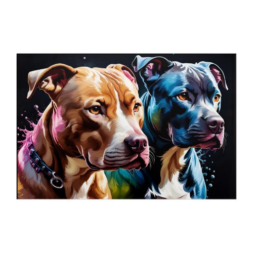 Two Pit Bulls portrait  Acrylic Print