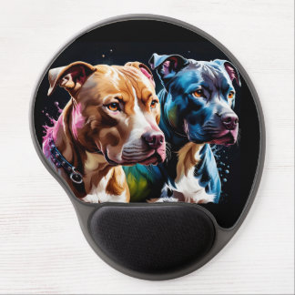 Two Pit Bulls portrait  Gel Mouse Pad