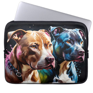 Two Pit Bulls portrait  Laptop Sleeve