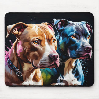 Two Pit Bulls portrait  Mouse Pad