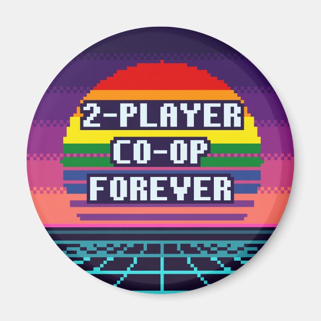 Two-player Co-op Forever Pride Pixel Magnet (Front)