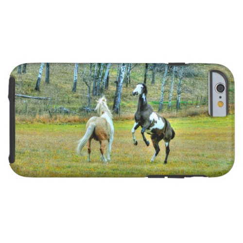 Two Playful Pinto Paint Horses Equine Art Design 2 Tough iPhone 6 Case