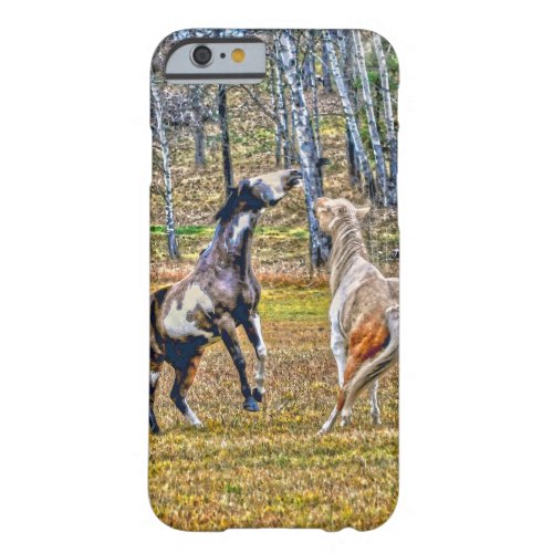 Two Playful Pinto Paint Horses Equine Art Design Barely There iPhone 6 Case