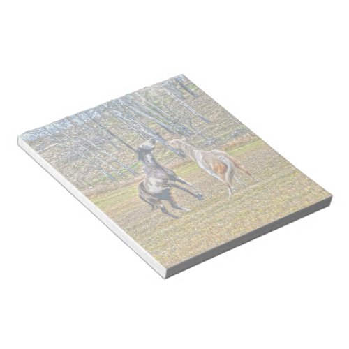 Two Playful Pinto Paint Horses Equine Art Design Notepad