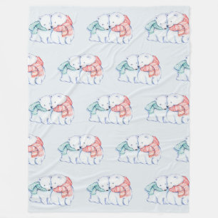 Two Polar Bears Fleece Blanket