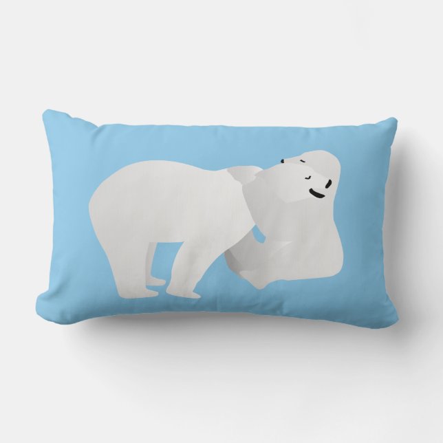 Two polar bears lumbar pillow (Front)