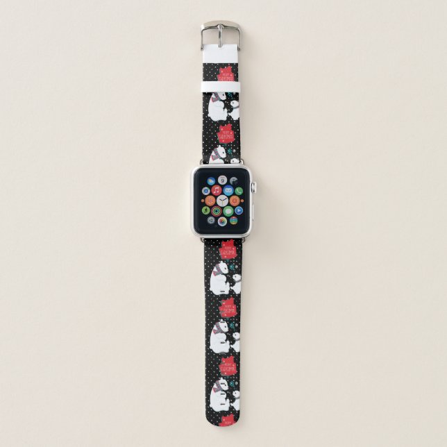 Two Polar Bears Merry Christmas Apple Watch Band (Front)