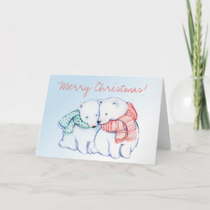 Two Polar Bears Merry Christmas Greeting Card